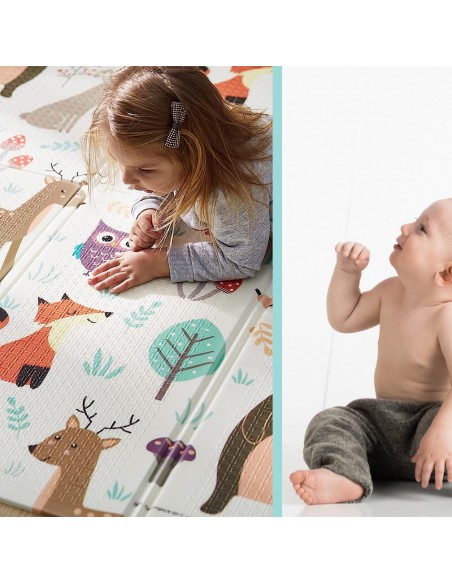 MATA PIANKOWA EDUKACYJNA SKŁADANA LAS 150x200cm ZWIERZĘTA SOWY