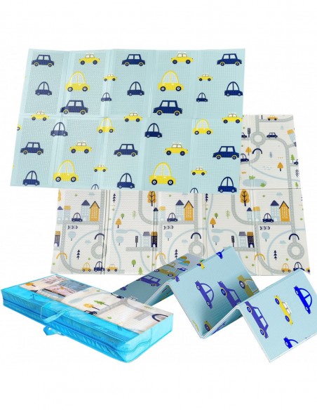 MATA PIANKOWA EDUKACYJNA SKŁADANA DUŻA 150x200cm AUTKA ULICE