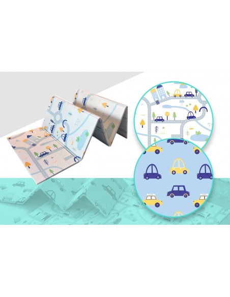 MATA PIANKOWA EDUKACYJNA SKŁADANA DUŻA 150x200cm AUTKA ULICE