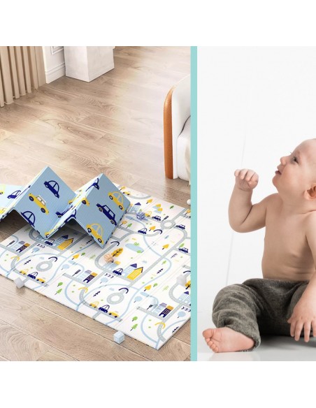 MATA PIANKOWA EDUKACYJNA SKŁADANA DUŻA 150x200cm AUTKA ULICE