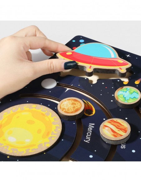 DREWNIANY LABIRYNT UKŁAD SŁONECZNY MONTESSORI PLANETY