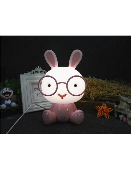 LAMPA LAMPKA BIURKOWA NOCNA DLA DZIECI KRÓLIK LED RÓŻOWA