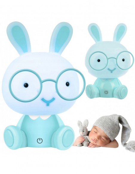 LAMPA LAMPKA BIURKOWA NOCNA DLA DZIECI KRÓLIK LED NIEBIESKA