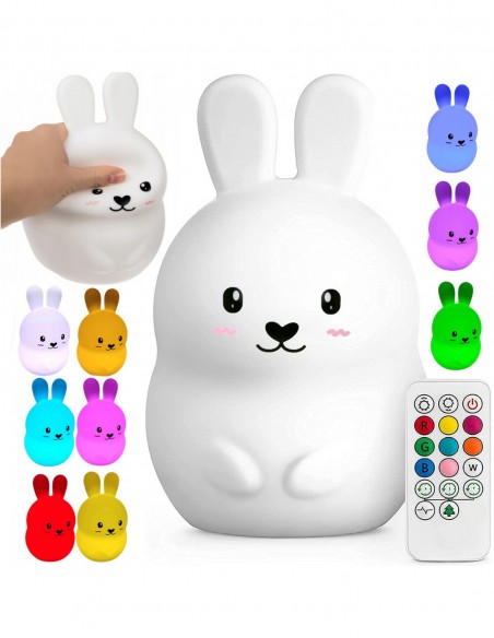 LAMPKA NOCNA DLA DZIECI KOLOROWA SILIKON LED KRÓLIK