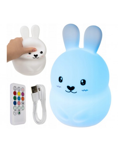 LAMPKA NOCNA DLA DZIECI KOLOROWA SILIKON LED KRÓLIK