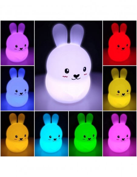 LAMPKA NOCNA DLA DZIECI KOLOROWA SILIKON LED KRÓLIK