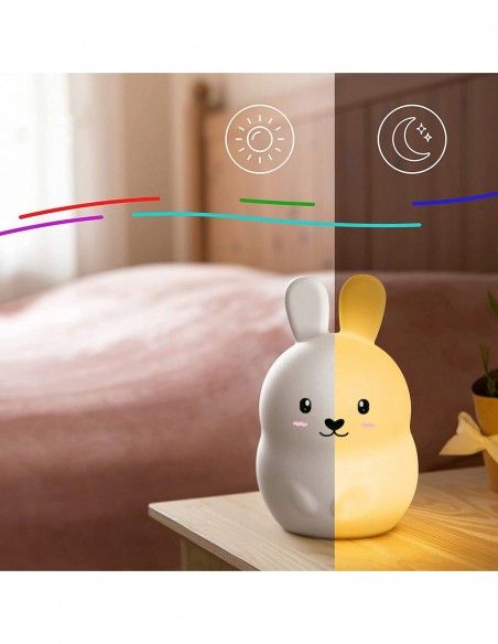 LAMPKA NOCNA DLA DZIECI KOLOROWA SILIKON LED KRÓLIK