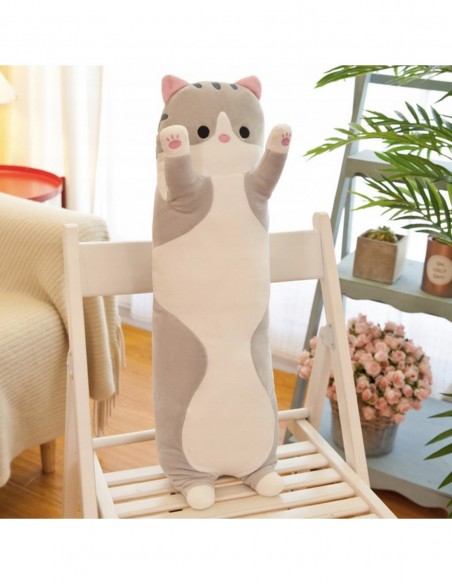 MASKOTKA PLUSZAK PODUSZKA SIWY KOT DŁUGI 70 cm