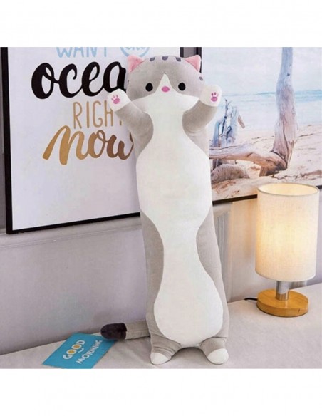 MASKOTKA PLUSZAK PODUSZKA SIWY KOT DŁUGI 70 cm