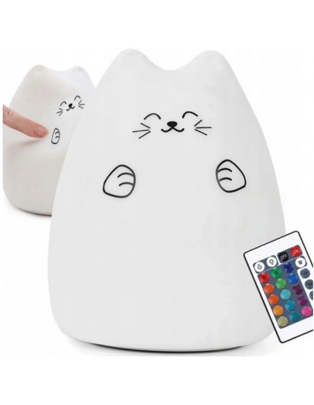 LAMPKA NOCNA DLA DZIECI KOLOROWA SILIKON LED KOTEK