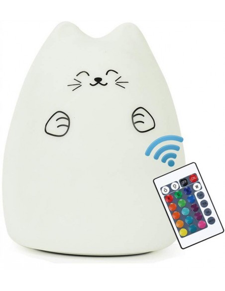 LAMPKA NOCNA DLA DZIECI KOLOROWA SILIKON LED KOTEK