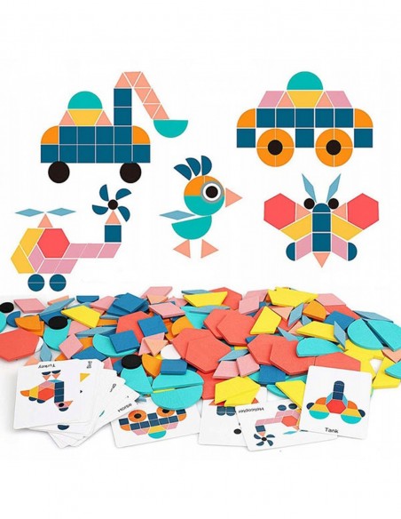 UKŁADANKA KLOCKI PUZZLE DREWNIANE MONTESSORI 180 el.