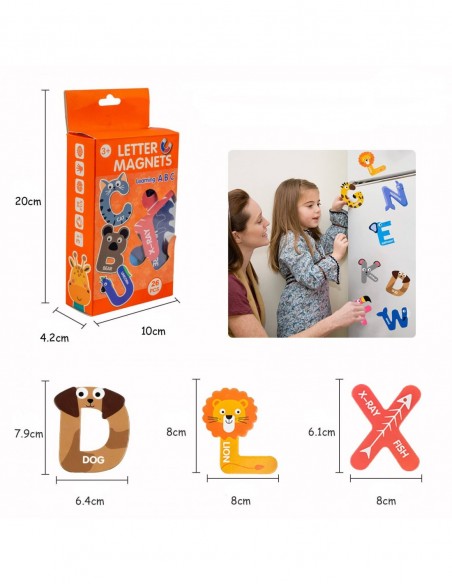 DUŻE MAGNESY NA LODÓWKĘ ALFABET ZWIERZĘTA 26 SZT.