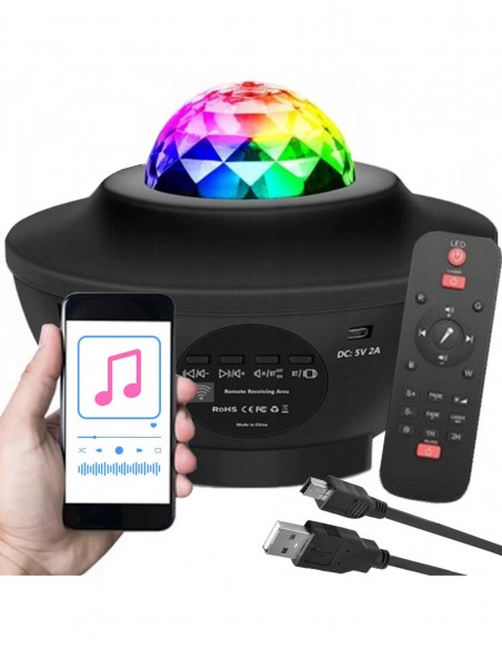 PROJEKTOR GWIAZD GŁOŚNIK BLUETOOTH LAMPKA NOCNA
