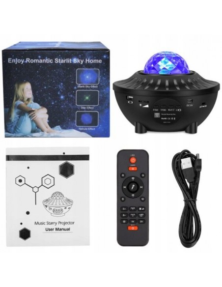 PROJEKTOR GWIAZD GŁOŚNIK BLUETOOTH LAMPKA NOCNA