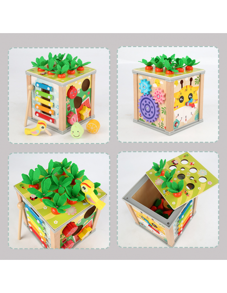 DREWNIANA KOSTKA EDUKACYJNA SORTER CYMBAŁKI