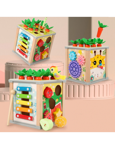 DREWNIANA KOSTKA EDUKACYJNA SORTER CYMBAŁKI