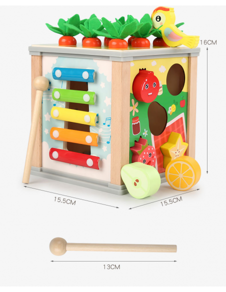 DREWNIANA KOSTKA EDUKACYJNA SORTER CYMBAŁKI