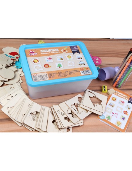 ZESTAW KREATYWNY SZABLONY DO MALOWANIA DREWNIANE PUZZLE