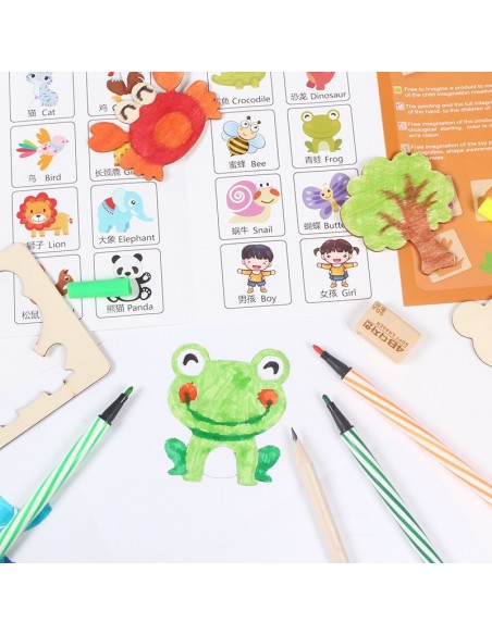 ZESTAW KREATYWNY SZABLONY DO MALOWANIA DREWNIANE PUZZLE