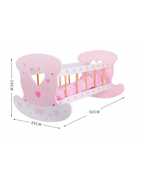 DUŻA DREWNIANA KOŁYSKA ŁÓŻECZKO DLA LALEK Z POŚCIELĄ