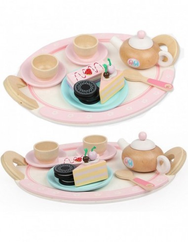 DREWNIANY ZESTAW DO HERBATY CZAJNIK...