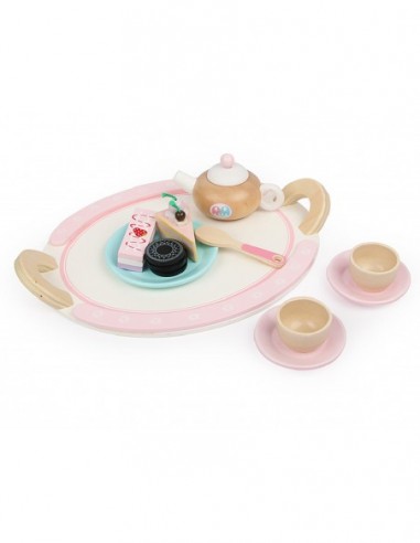 DREWNIANY ZESTAW DO HERBATY CZAJNIK...