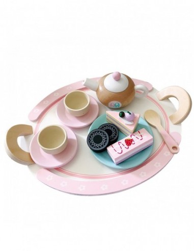 DREWNIANY ZESTAW DO HERBATY CZAJNIK...