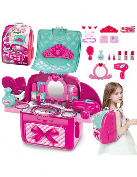 TOALETKA DLA DZIEWCZYNKI LUSTRO + AKCESORIA PLECAK KOSMETYKI