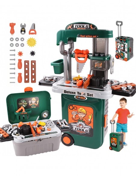 ZESTAW SKRZYNKA Z NARZĘDZIAMI DLA DZIECI WARSZTAT ZABAWKOWY W WALIZCE 3 W 1 008-952A