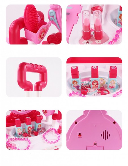 TOALETKA DLA DZIEWCZYNKI DUŻA Z LUSTREM LED WALIZKA 3W1