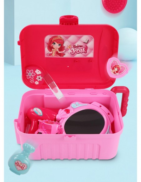 TOALETKA DLA DZIEWCZYNKI DUŻA Z LUSTREM LED WALIZKA 3W1