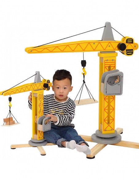 DUŻY DREWNIANY DŹWIG ŻURAW OBROTOWY RUCHOMY RĘCZNIE STEROWANY