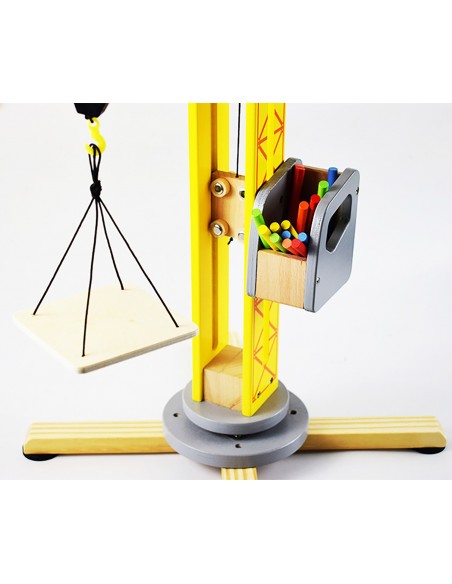 DUŻY DREWNIANY DŹWIG ŻURAW OBROTOWY RUCHOMY RĘCZNIE STEROWANY