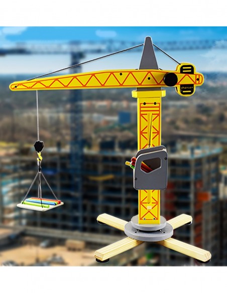 DUŻY DREWNIANY DŹWIG ŻURAW OBROTOWY RUCHOMY RĘCZNIE STEROWANY