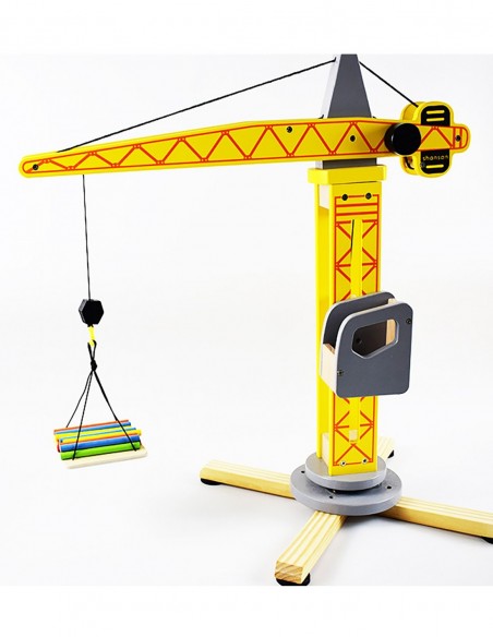 DUŻY DREWNIANY DŹWIG ŻURAW OBROTOWY RUCHOMY RĘCZNIE STEROWANY