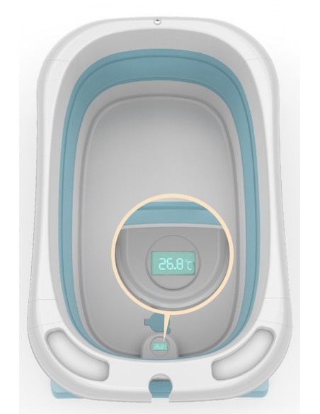 DUŻA WANIENKA WANNA DZIECI SKŁADANA TURYSTYCZNA SILIKON FOTELIK TERMOMETR NIEBIESKA