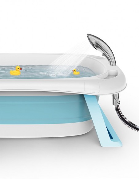 DUŻA WANIENKA WANNA DZIECI SKŁADANA TURYSTYCZNA SILIKON FOTELIK TERMOMETR NIEBIESKA