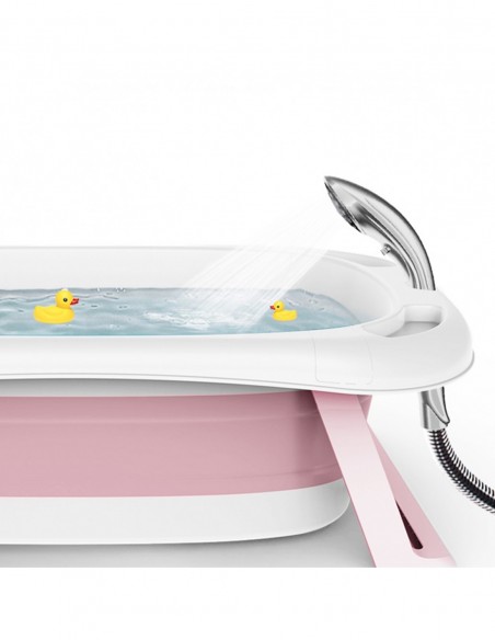 DUŻA WANIENKA WANNA DZIECI SKŁADANA TURYSTYCZNA SILIKON FOTELIK TERMOMETR RÓŻOWA
