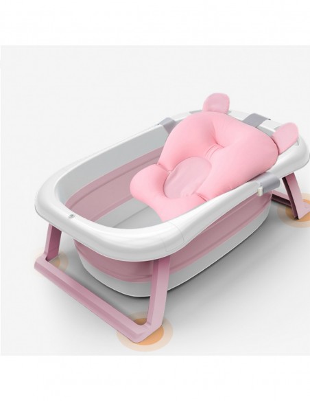 DUŻA WANIENKA WANNA DZIECI SKŁADANA TURYSTYCZNA SILIKON FOTELIK TERMOMETR RÓŻOWA