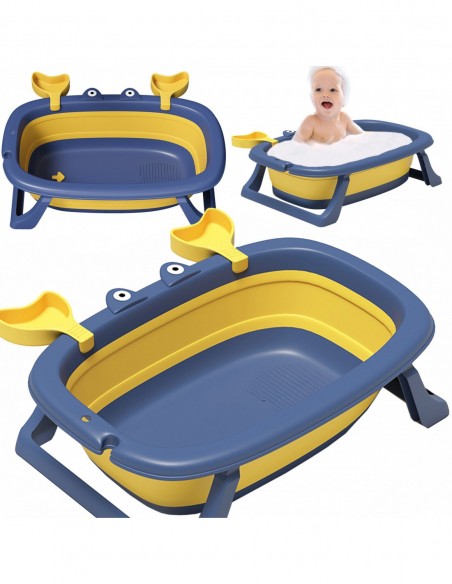 DUŻA WANIENKA WANNA DZIECI SKŁADANA TURYSTYCZNA SILIKON NIEBIESKO-ŻÓŁTA