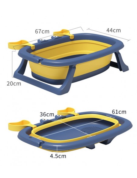 DUŻA WANIENKA WANNA DZIECI SKŁADANA TURYSTYCZNA SILIKON NIEBIESKO-ŻÓŁTA