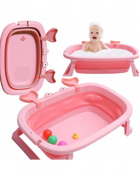 DUŻA WANIENKA WANNA DZIECI SKŁADANA TURYSTYCZNA SILIKON RÓŻ