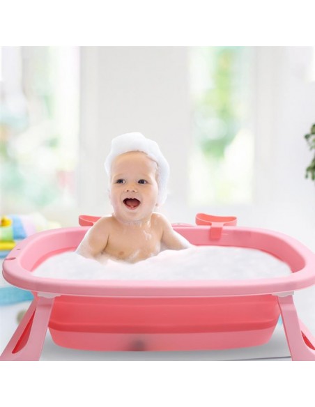 DUŻA WANIENKA WANNA DZIECI SKŁADANA TURYSTYCZNA SILIKON RÓŻ