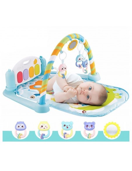 DUŻA MATA EDUKACYJNA Z PIANINKIEM INTERAKTYWNA 5 W 1 SELEDYNOWA NICEKIDS