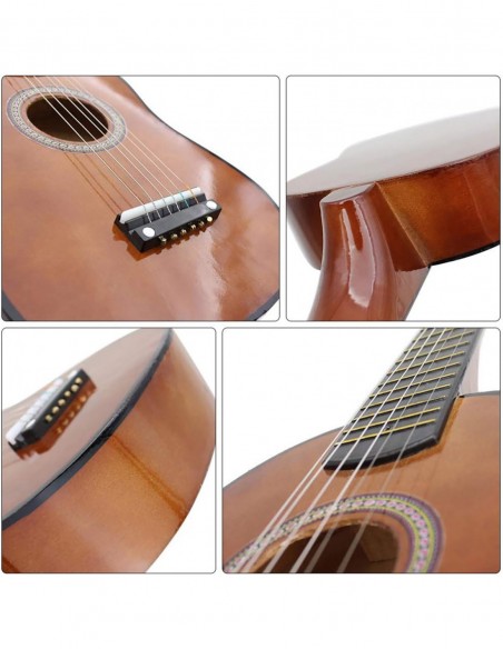 GITARA DREWNIANA AKUSTYCZNA 6 STRUNOWA DLA DZIECI COFFEE 60 CM