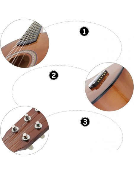 GITARA DREWNIANA AKUSTYCZNA 6 STRUNOWA DLA DZIECI COFFEE 60 CM