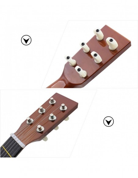 GITARA DREWNIANA AKUSTYCZNA 6 STRUNOWA DLA DZIECI COFFEE 60 CM