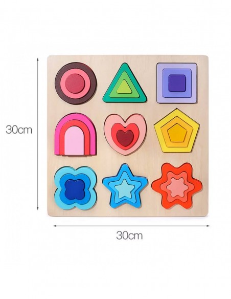 PUZZLE DREWNIANE KSZTAŁTY DOPASOWYWANIE EDUKACYJNE FIGURY MONTESSORI