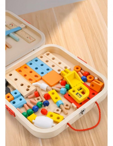 ZESTAW MAJSTERKOWICZA ZABAWA W WARSZTAT DREWNIANY SKRZYNKA NARZĘDZIA XXL